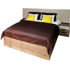 Кровать с мягким изголовьем (элементом) и подъемным механизмом