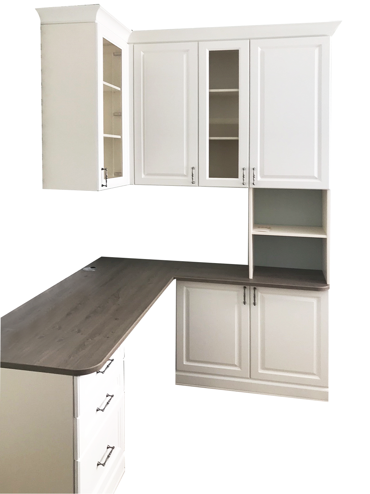 Рабочий стол и система хранения с фасадами из МДФ 