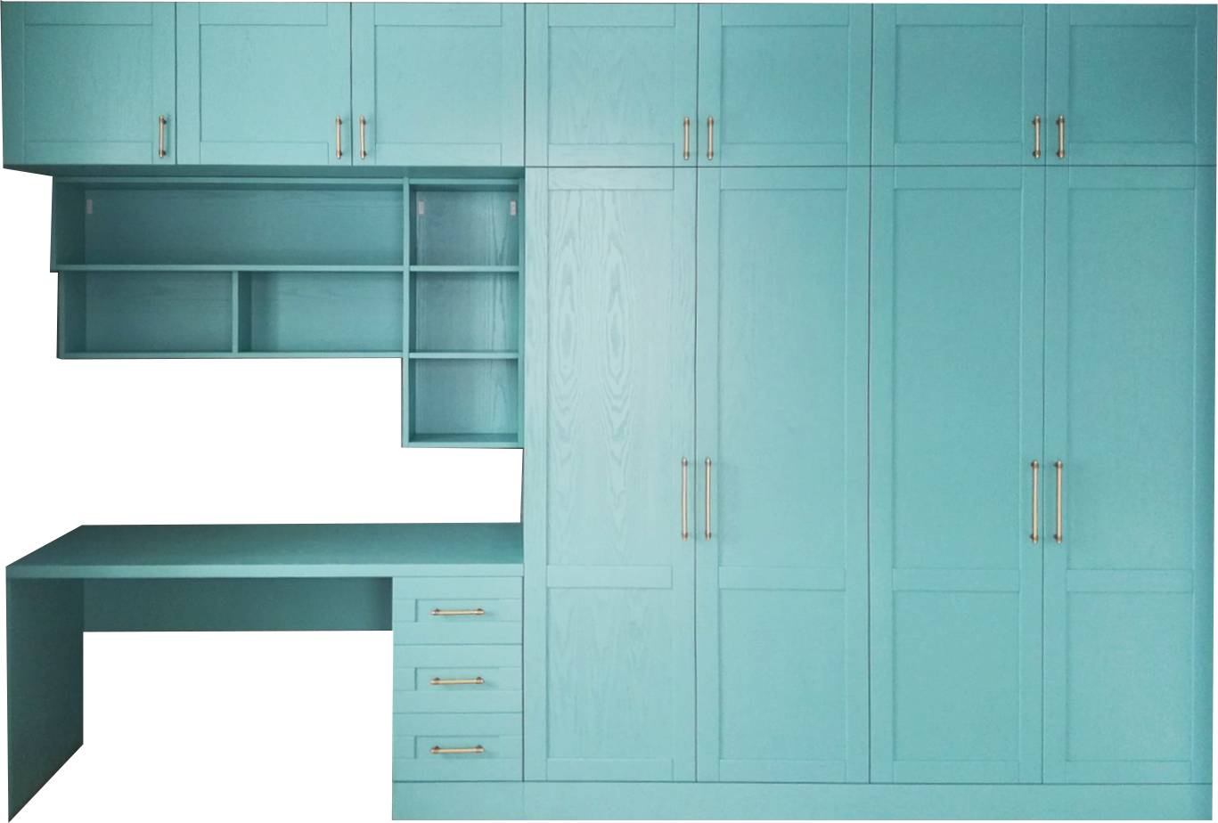 Детский распашной шкаф с рабочей зоной (шпон)