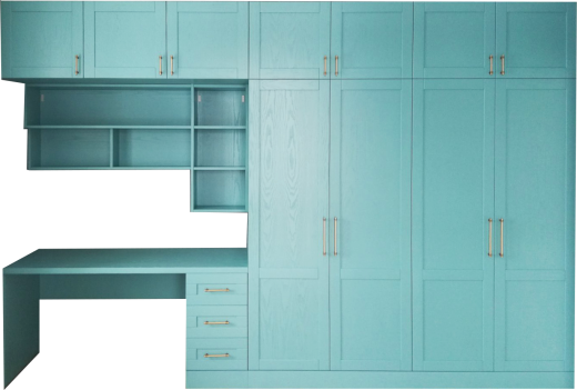 Детский распашной шкаф с рабочей зоной (шпон)