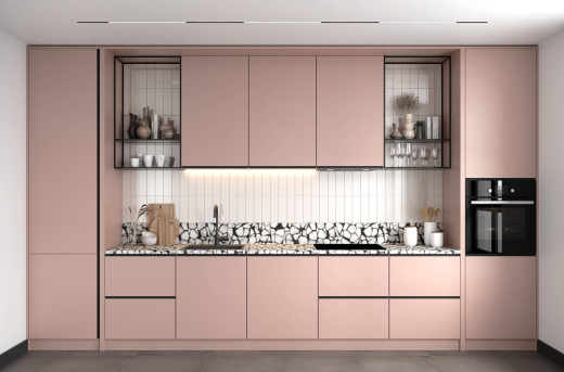 Прямая кухня с глухими фасадами