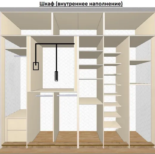 Распашной шкаф с глухими фасадами 2800x3101x765