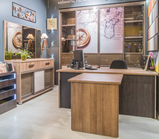 Стол рабочий с кожей + тумба