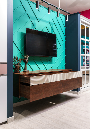 Гостиная из шпона с МДФ фасадами