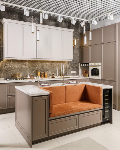 Угловая кухня с островом