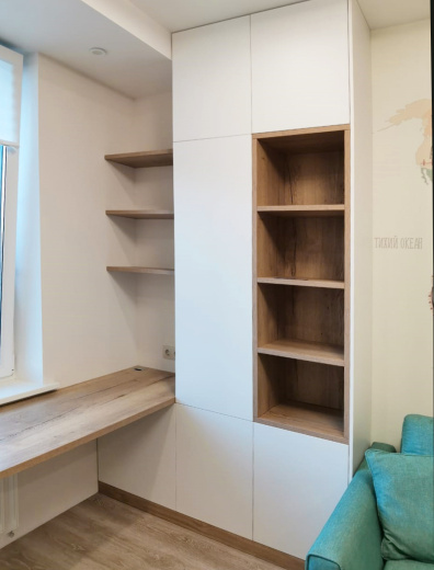 Детская встроенная система хранения с ТВ и рабочей зонами